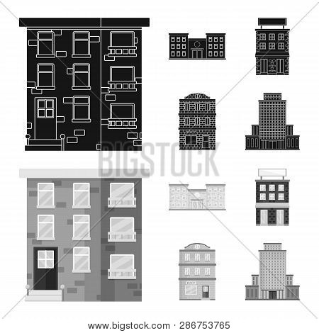 Vector Design Of Municipal And Center Icon. Set Of Municipal And Estate   Stock Vector Illustration.