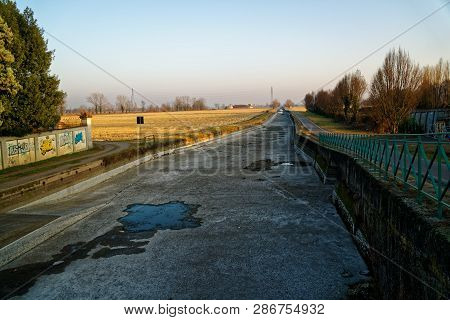 Dried Up Water Canal, Global Warming Concept.
