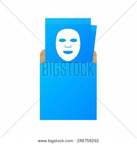 Facial Mask Cosmetics Packaging. Facial Mask Flat Icon. Medicine, Cosmetology And Health Care. Vecto