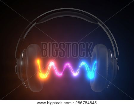 Wireless Headphone With Energy Emision. Concept Design For Audiophile Themes. 3d Illustration