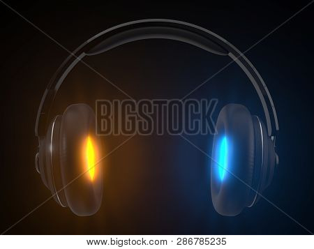 Wireless Headphone With Energy Emision. Concept Design For Audiophile Themes. 3d Illustration