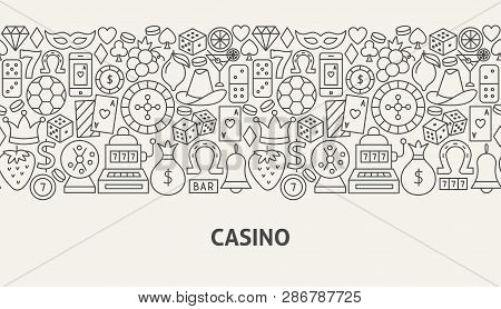 Casino Banner Concept. Vector Illustration Of Line Web Design.