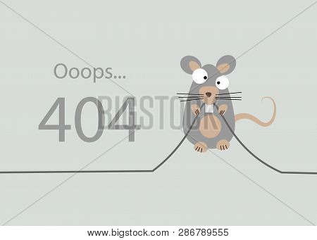 The Rat Gnawed The Cable. 404 Error, Page Not Found. Connection Error. Vector Illustration