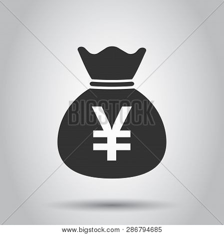 Yen, Yuan Bag Money Currency Vector Icon In Flat Style. Yen Coin Sack Symbol Illustration On White B