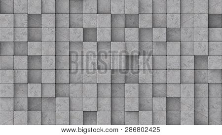 3d Rendered Concrete Blocks At Different Heights.