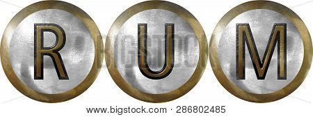 Rum, Concept With Useful Headings For Menu And Interior Restaurants In Metal And Industrial Design