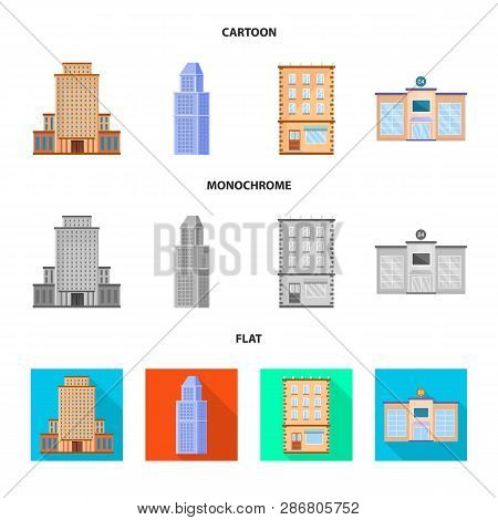 Vector Design Of Municipal And Center Logo. Set Of Municipal And Estate   Stock Vector Illustration.