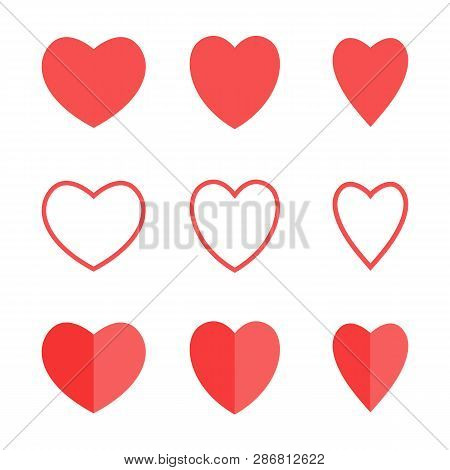 Red Vector Heart Shape Icon, Line Icon Heart