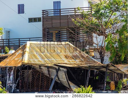 Old Store Damaged By Hurricane Irma In Marigot, Saint Marting