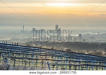 Romantic Sunrise Of Vienna From Scenic Viewpoint Coblenzl