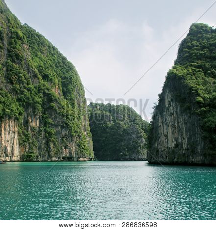 Koh Phi Phi Ley Island, Pileh Lagoon, The Andaman Sea, Thailand. Famous Tourist Destination