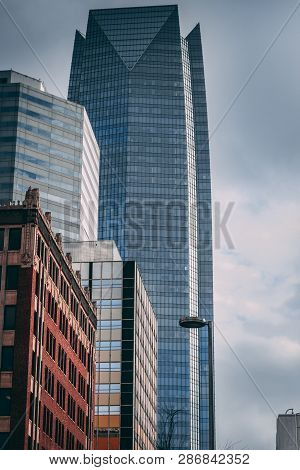City Skyline On An Overcast Day Downtown
