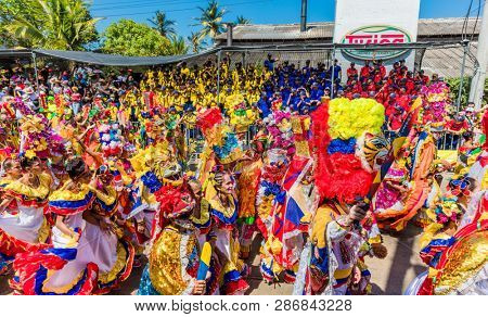 Barranquilla , Colombia  - February 25, 2017 : people participating at the parade of the carnival festival of  Barranquilla Atlantico Colombia