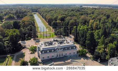 Aerial Dusseldorf Germany Beneath Castle And Park