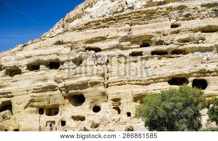 Matala, Crete - September 24: Matala Romans Caves On September 24, 2017 In Matala