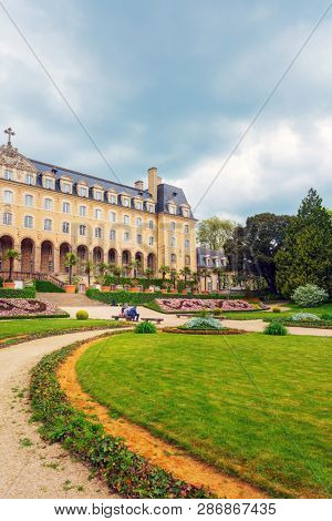 RENNES, FRANCE - April 28, 2018: The Saint George Palace garden in Rennes, France