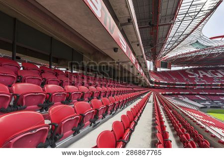 Lisboa, Portugal - April 2018: Tribunes At Estadio Da Luz - The Official Playgrounds Of Fc Benfica