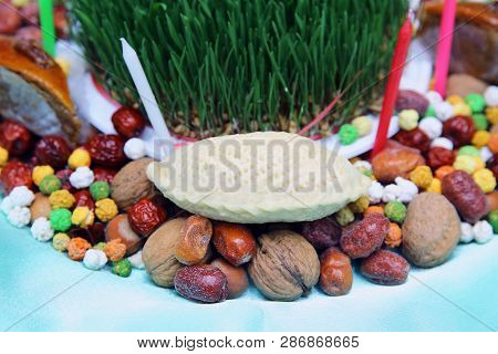 Navruz Nowruz Holiday, The Spring New Year Holiday. Shakerura Is In The Background Xoncha . Isolated