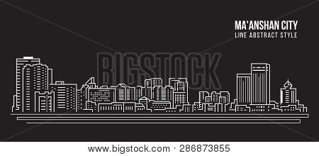 Cityscape Building Line Art Vector Illustration Design -  Ma'anshan City