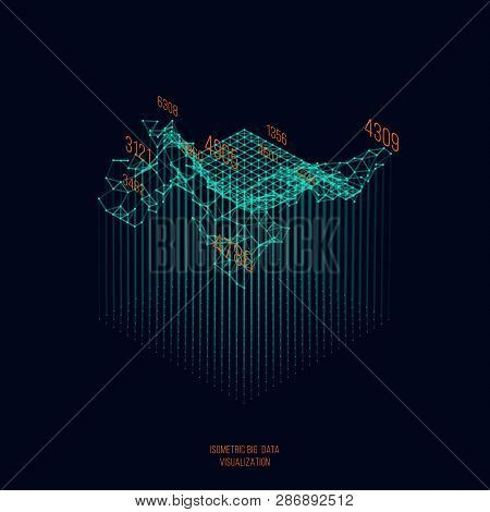 Big Data Visualization .trendy Infographic Template. Data Analysis Expressed By 3d Isometric Landsca