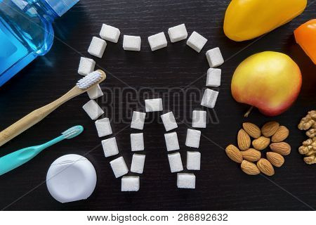 Set For The Care Of The Oral Cavity - A Bottle Of Mouthwash , Tooth Plastic And Bamboo Ecology Brush
