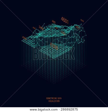 Big Data Visualization .trendy Infographic Template. Data Analysis Expressed By 3d Isometric Landsca