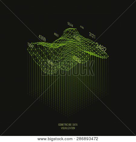 Big Data Visualization .trendy Infographic Template. Data Analysis Expressed By 3d Isometric Landsca