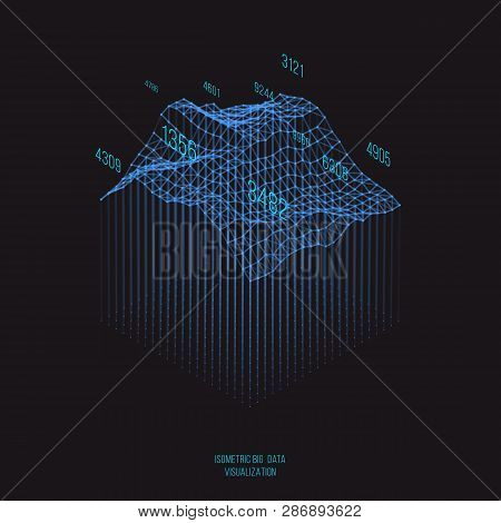 Big Data Visualization .trendy Infographic Template. Data Analysis Expressed By 3d Isometric Landsca