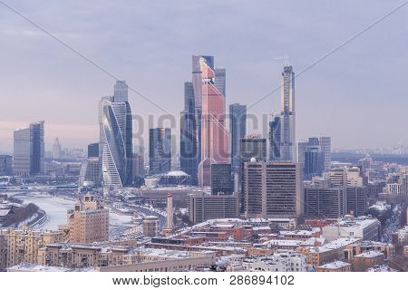 Moscow, Russia - January 9, 2019: The Moscow International Business Center (mibc) (moskva-citi)