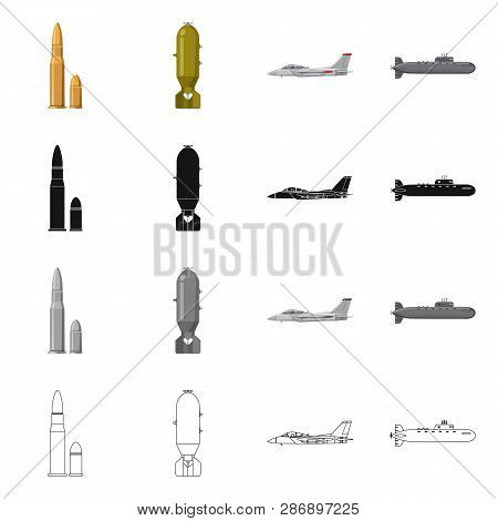 Vector Illustration Of Weapon And Gun Sign. Collection Of Weapon And Army Vector Icon For Stock.