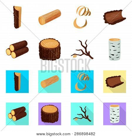Vector Illustration Of Tree   And Raw  Icon. Set Of Tree   And Construction Stock Vector Illustratio