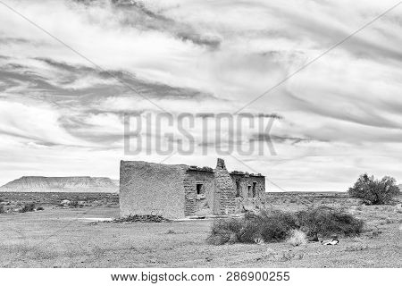 An Old Ruin In The Tankwa Karoo In The Northern Cape Province. Monochrome