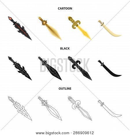 Vector Illustration Of Game  And Armor  Symbol. Set Of Game  And Blade  Vector Icon For Stock.