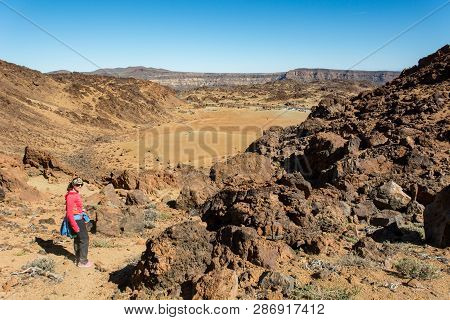 Adventure Female Vloger Using Action Camera Outdoor.