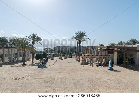 Eilat, Israel - February 9, 2019: View Of Eilat From Gan Binyamin Central Park.