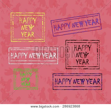 Set Of Original New Year Stamps For Your Presents
