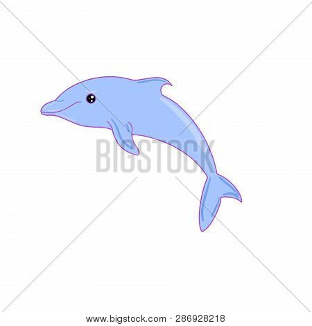 Vector Illustration. Cute Cartoons Blue Little Dolphin.