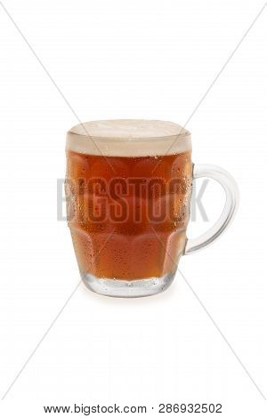 Bock Beer With Foam Top Isolated On White Background
