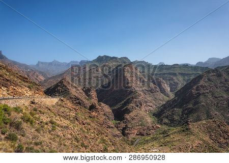 Scenic Mountanious Landscape In Grand Canary, Canary Islands, Spain .