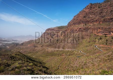 Scenic Mountanious Landscape In Grand Canary, Canary Islands, Spain .
