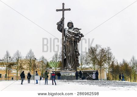 Moscow, Russia-10 November 2017:the Statue Of Vladimir The Great In Moscow, Russia