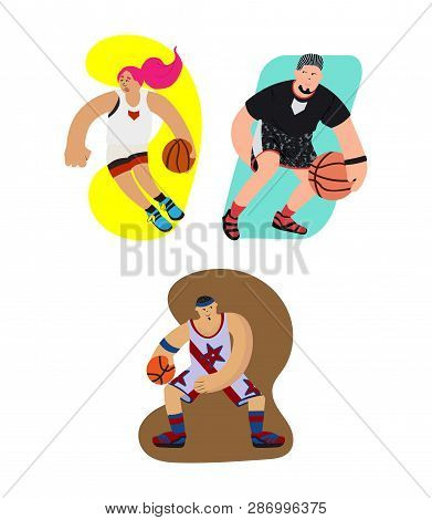 Cartoon Basketball Player With Dribbling Motion And Exaggeration Vector
