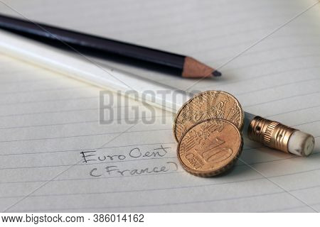 Twenty France Euro Cent On Obverse, Line Image Of 