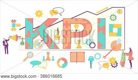 Key Performance Indicator (kpi) Word Lettering Typography Design Illustration With Icons For Busines