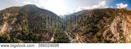 Panoramic Aerial View In Asco Mountains Of Corisca