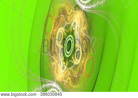 Green Fractal Geometric Pattern Illustration Neon Uv Physics Astrophysics