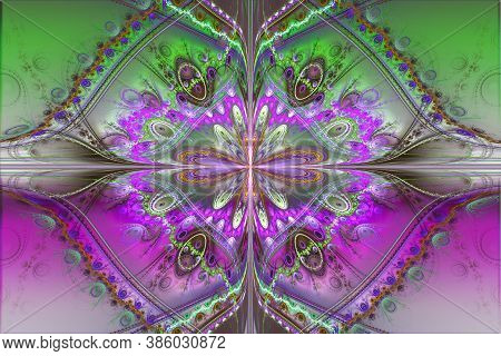 Green Fractal Geometric Pattern Illustration Neon Uv Physics Astrophysics