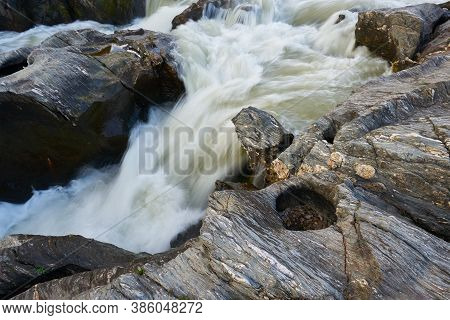 Pulo Do Lobo Waterfall With River Guadiana And Rock Details In Mertola Alentejo, Portugal