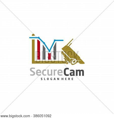 Cctv Camera With Stats Logo Design Vector Template, Concept Symbol, Icon