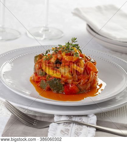 Hungarian Lecso Is A Vegetable Dish Of Stewed Tomatoes, Peppers, And Onions.